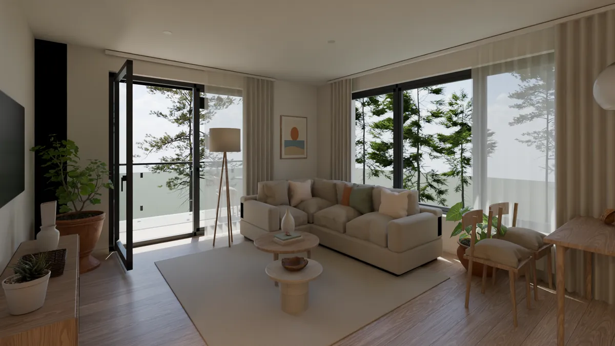 Urządzony salon — render